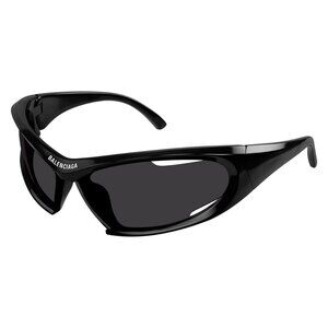 New BALENCIAGA Extreme Black Semi Rimless Wraparound BB0318S 001 Sunglasses Wome
